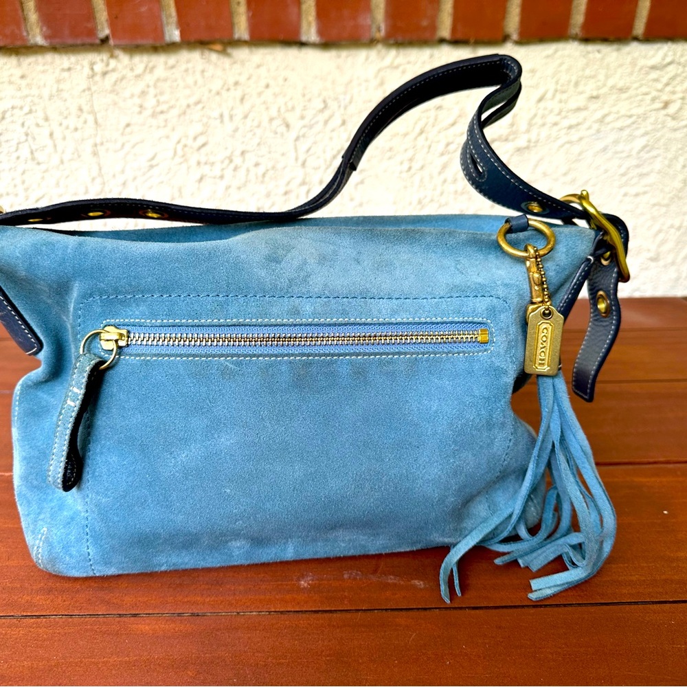 Coach Blue Suede Shoulder Bag